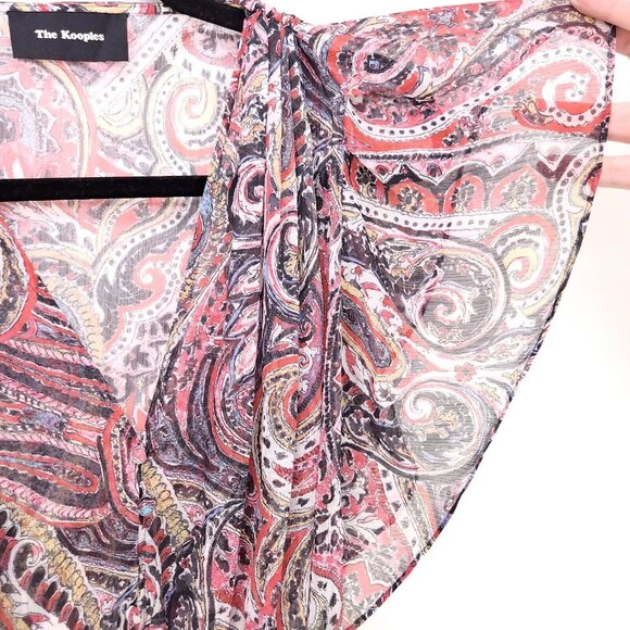 The Kooples Midi Dress Sheer Paisley Lightweight V-Neck Ruffle *Unlined XXS - Picture 8 of 14